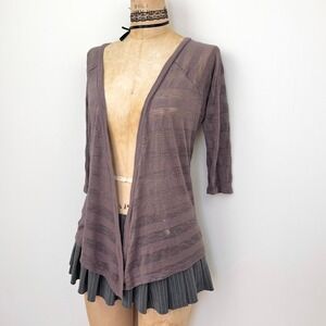 Y2K Womens S Open Front Cardigan Burnout Stripe  Fairy Grunge Layering Boho